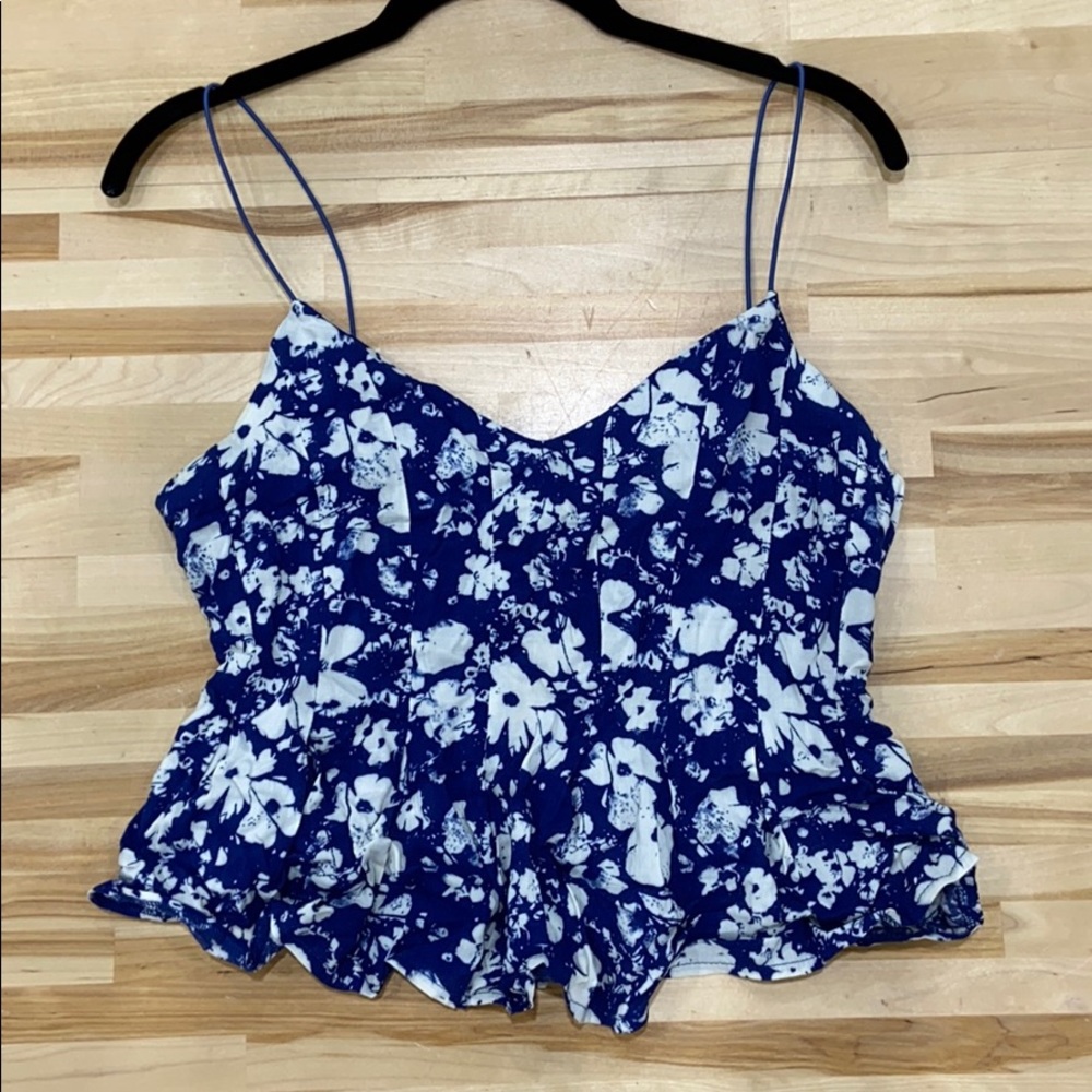 Blue Floral Crop Top